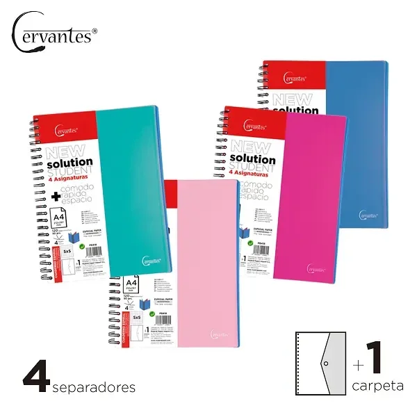CUADERNO A4 120H C/ 4 PORTADAS PASTEL DE CERVANTES