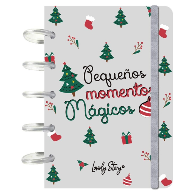 CUADERNO A6 CON SISTEMA DE DISCOS - 100 HOJAS CUADRICULA 100GR - GREY - PEQUEÑOS MOMENTOS MÁGICOS