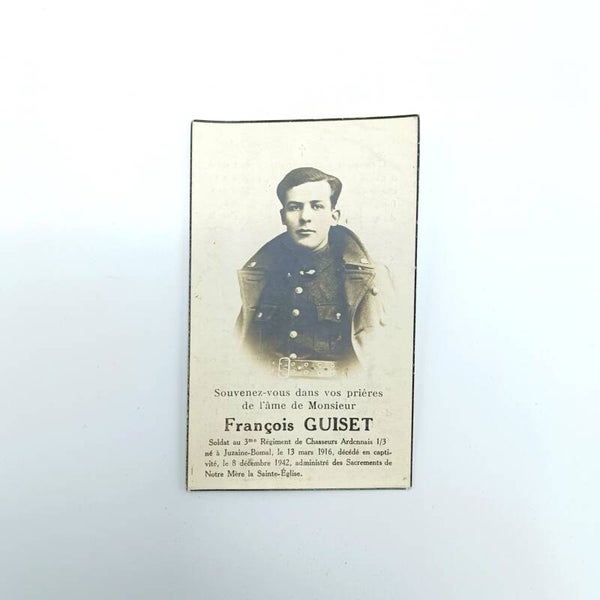 Belgian 3ème Chasseurs Ardennais Prayer Card