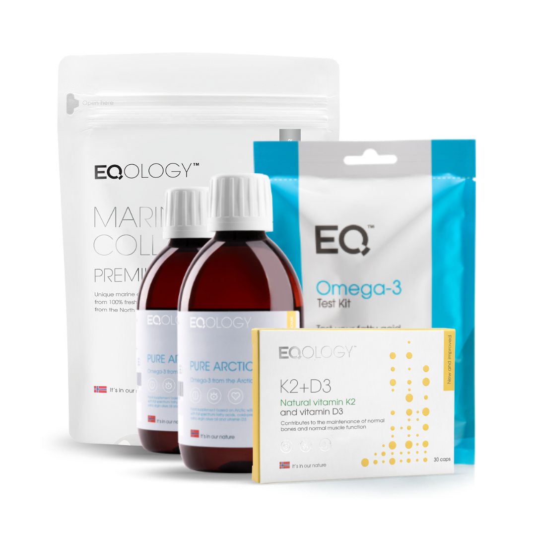 Startpakket - Omega 3 olie PAO, vitamine K2/D3 & Marine Collagen Premium+
