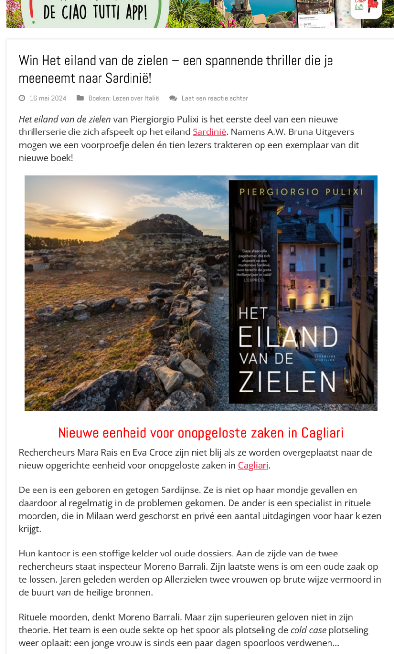 Piergiorgio Pulixi - Het eiland van de zielen, vertaling Saskia Peterzon-Kotte en Guanita Milder-Wolbers