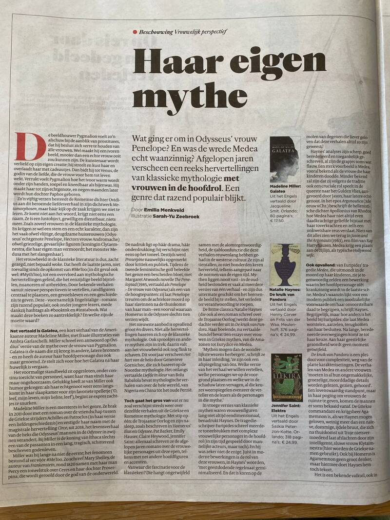 Elektra, Jennifer Saint, vertaling Saskia Peterzon-Kotte, boekenbijlage Volkskrant