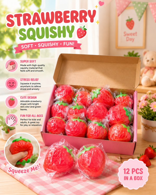 Strawberry squishy, duck squishy, orange squishy, baby nido, bear squishy