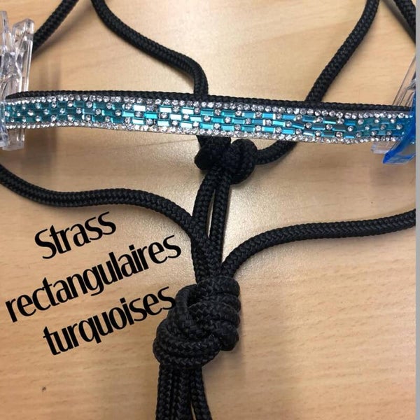 Licol strass rectangulaire bleu turquoise