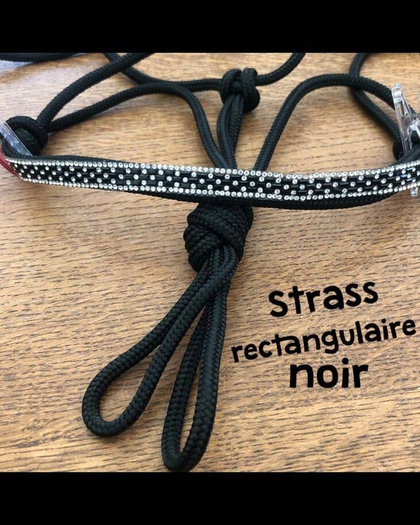 Licol strass rectangulaire noir