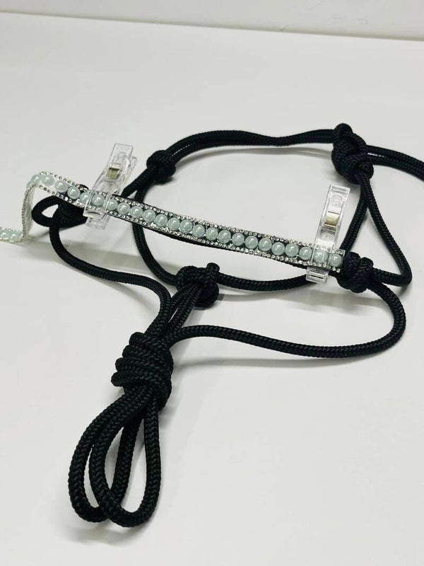 Licol strass rond bombé vert de mer