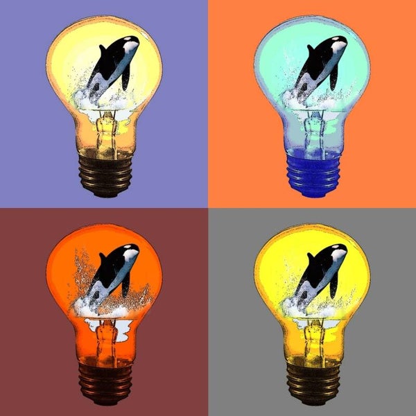 Baleine, ampoule Pop Art