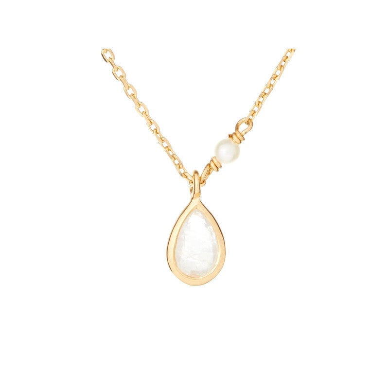 Collar de piedra de luna y perlas
