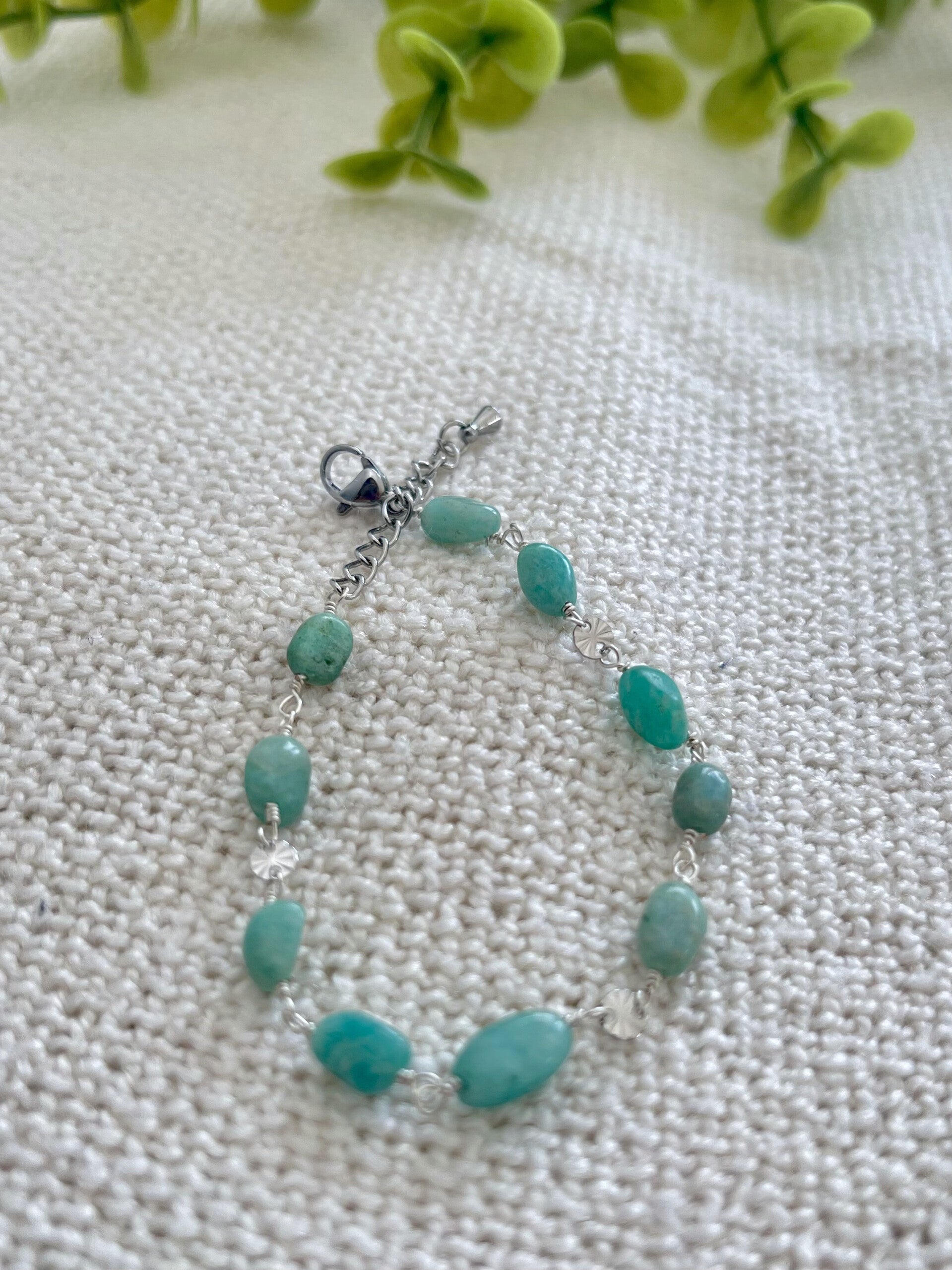 Pulsera de amazonita azul