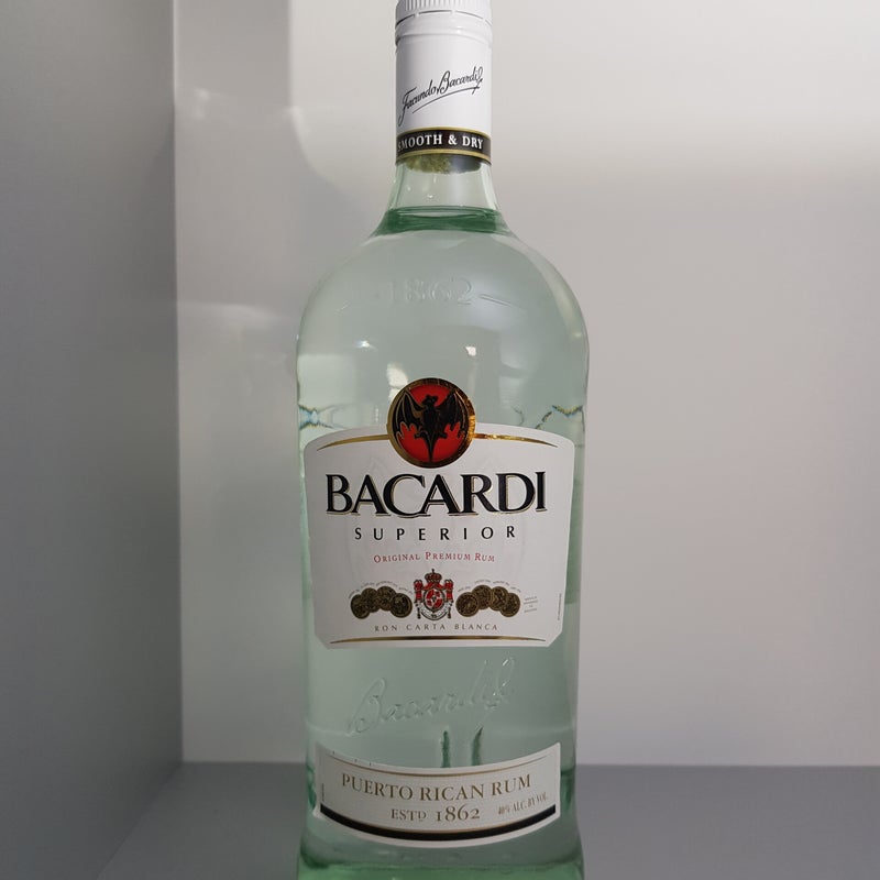 Bacardi Superior. Under label; Puerto Rican Rum. 1.14 litre. Production year 2010