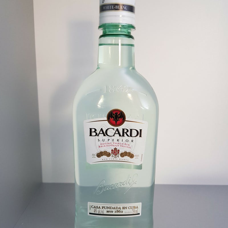 Bacardi Superior. Canadian PET flat bottle 750ml. Production year 2013