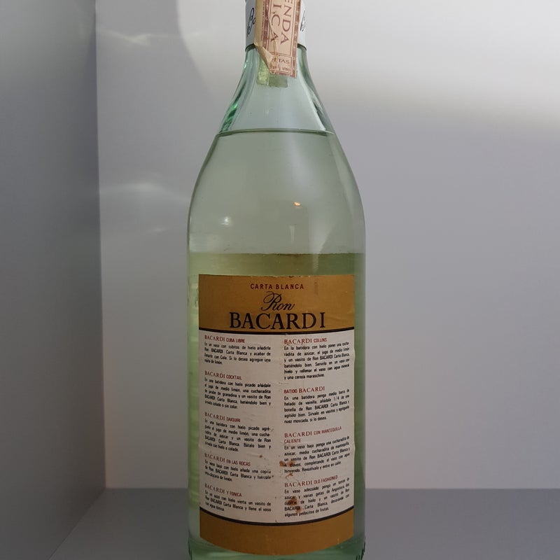 Bacardi Carta Blanca. Bottled by Francisco Alegre. 700 ml. Production period 60 - 70's