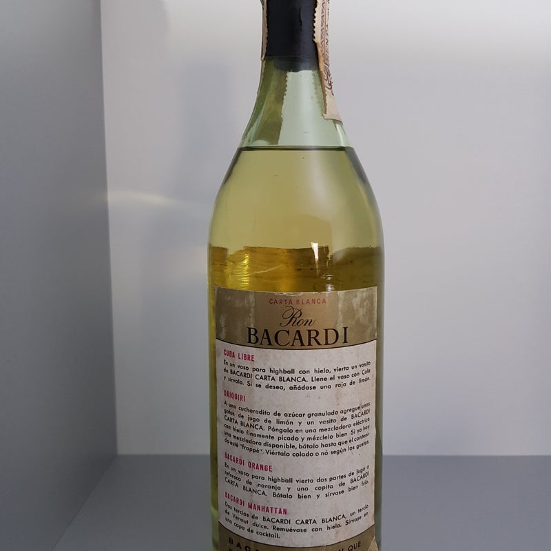 Bacardi Carta Blanca Superior. Content not stated. Production period probably late 60