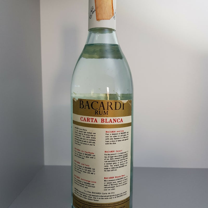 Bacardi Carta Blanca. Rum Bacardi Superior. 750ml. Production year 1978