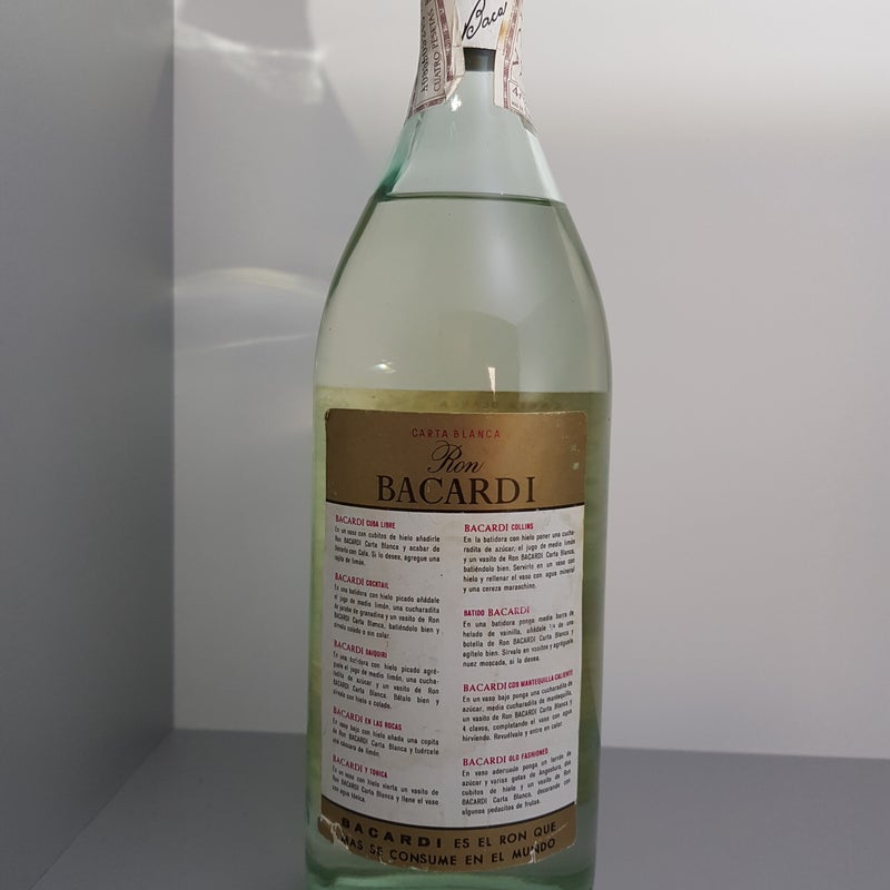 Bacardi Carta Blanca. Contents not stated (probably 1 litre). Production period 70's
