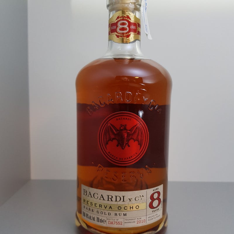 France. Bacardi Ocho. 700ml. Production year 2018