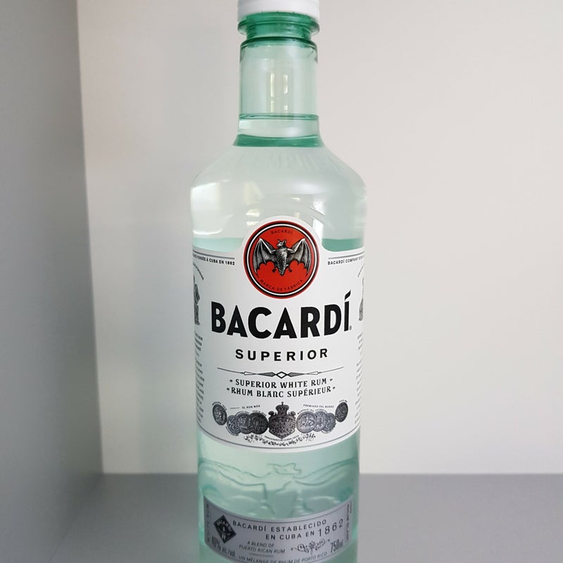 Bacardi Superior. 750ml PET Canada. Production year 2019
