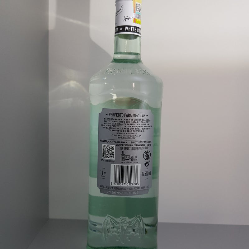 Malta. Bacardi Carta Blanca. 1 litre. Production year 2021