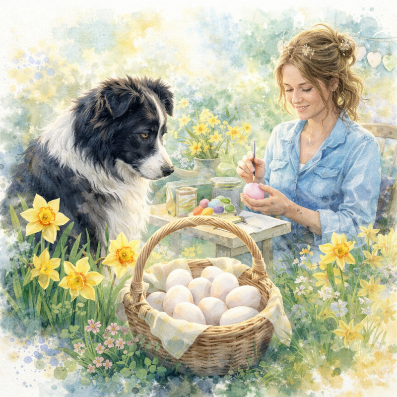 Bazinnetje van Rex en Bram bezig met paaseieren kleuren