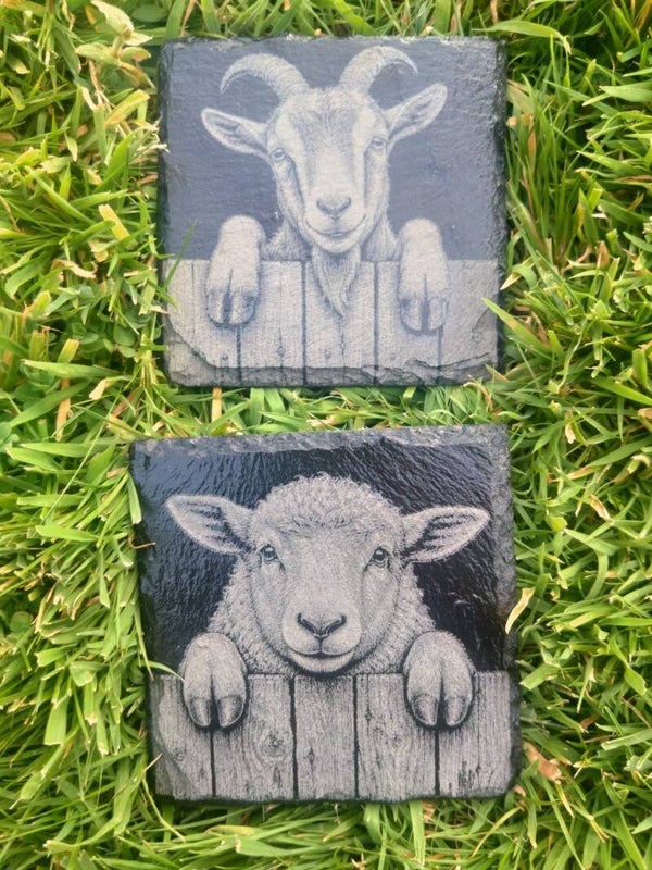 Set of Farm Animal slate coasters