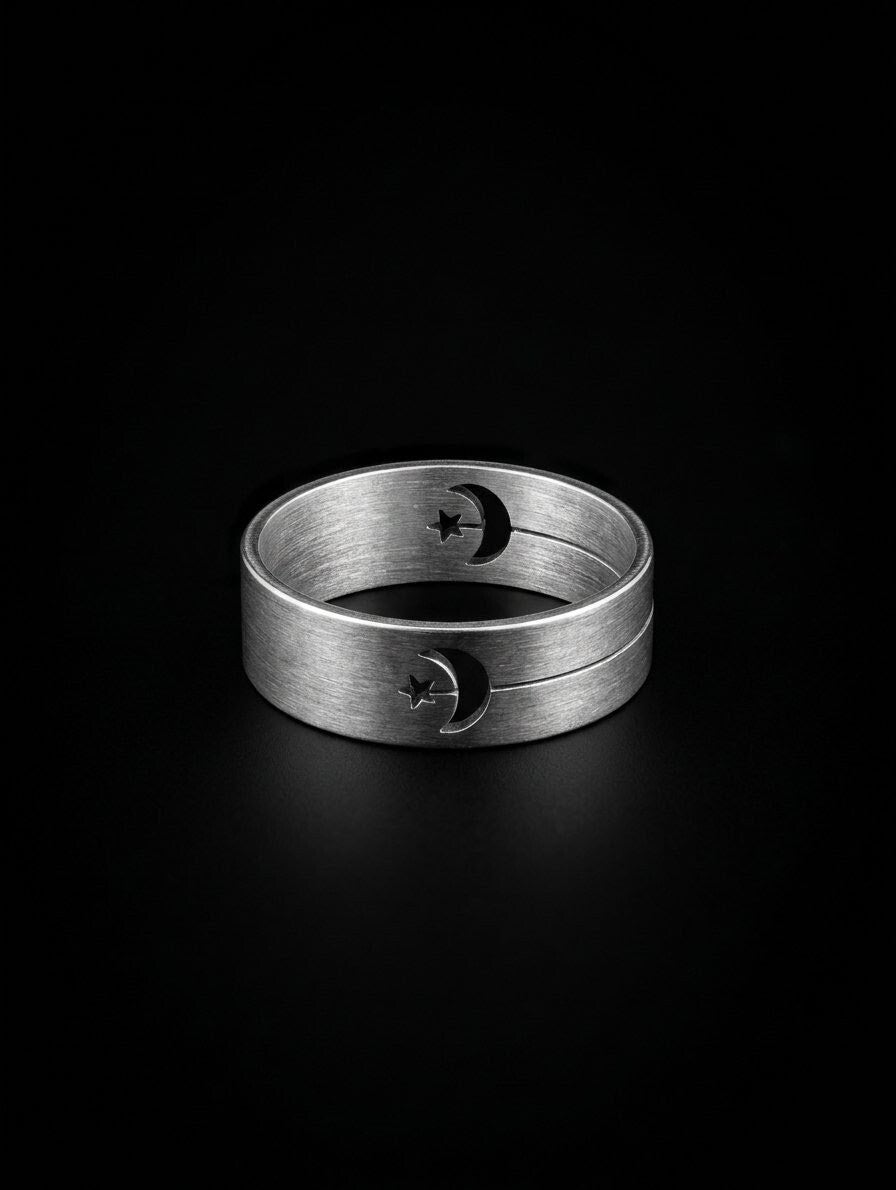 Stalen ring maan/ster