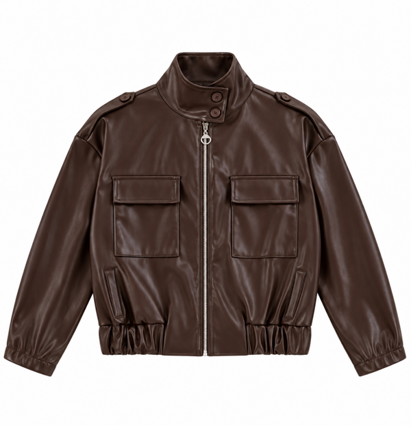 Jas Noa bruin leatherlook