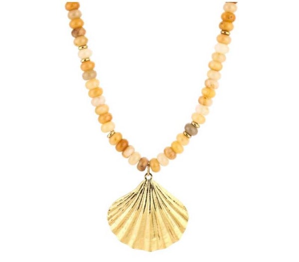 Kralen ketting met schelp naturel