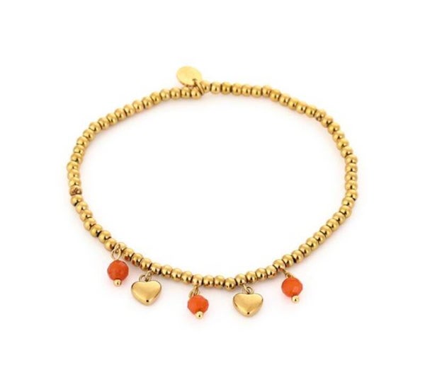 kralen armband met bedels goud en oranje