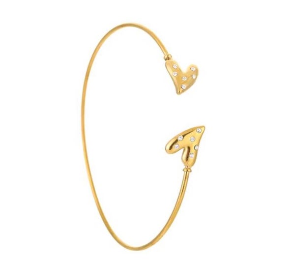 Bangle hartjes met kleine pareltjes
