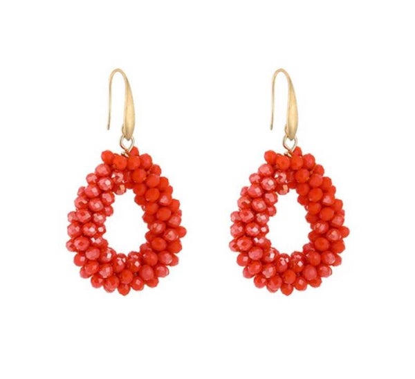 Oorbellen strass coraal