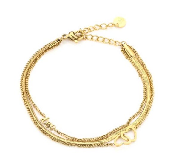 Armband love met 2 hartjes in elkaar