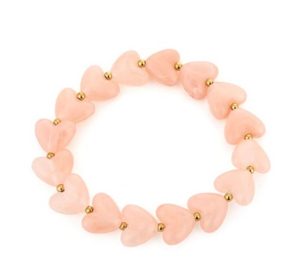 Armband van hartjes kralen pink
