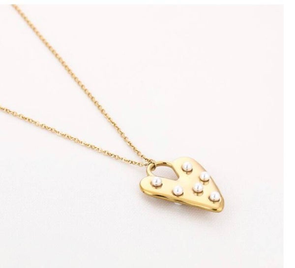 Ketting hart met pareltjes lang