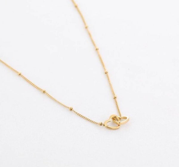 Ketting met 2 hartjes in elkaar