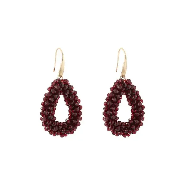 Oorbellen strass bordeauxrood