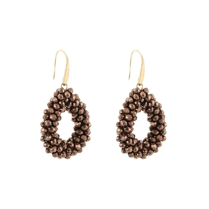 Oorbellen strass bruin