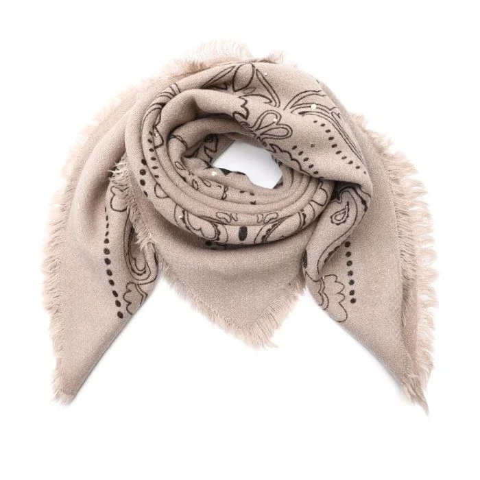Sjaal driehoek kort Khaki paisley