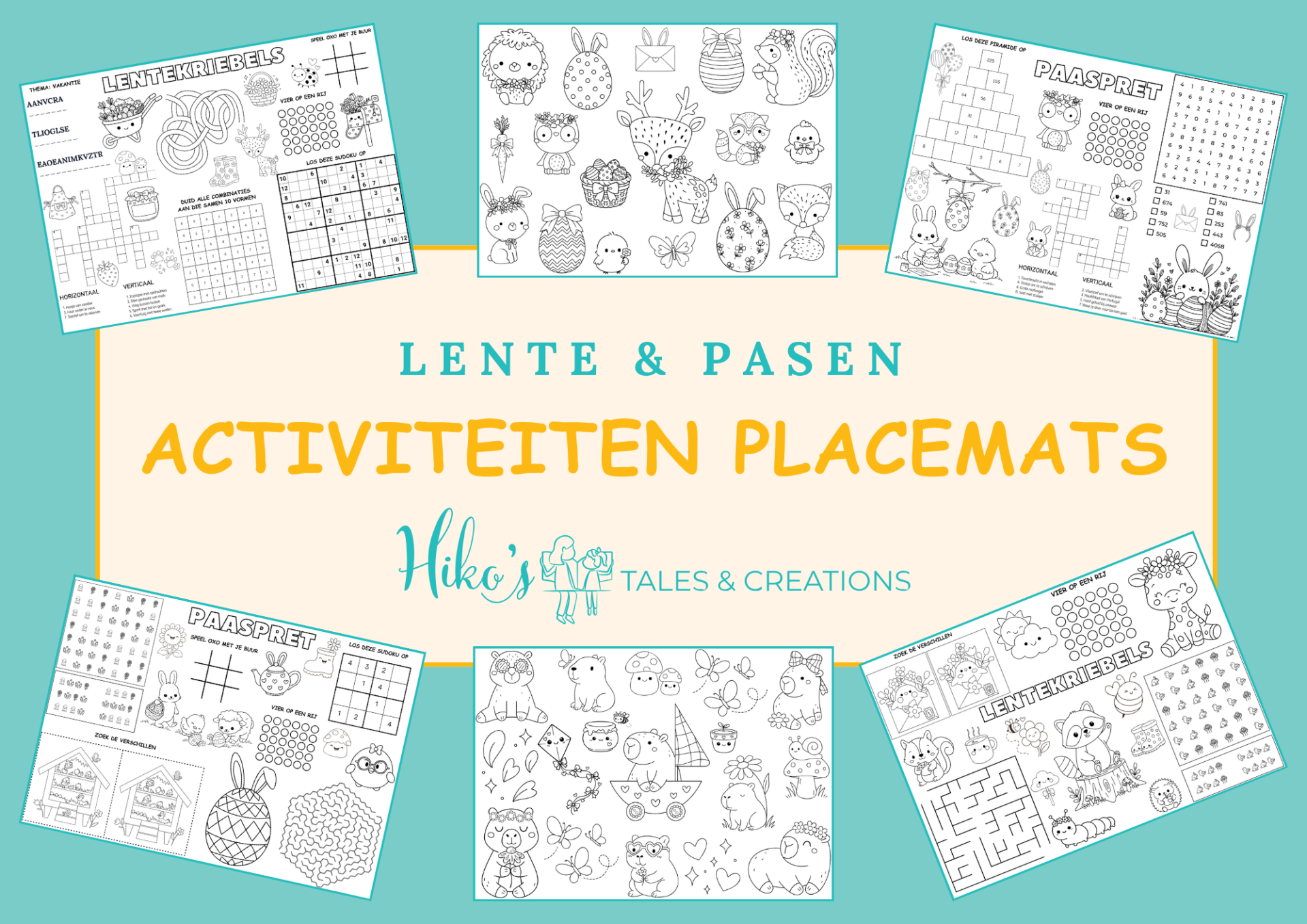 Placemat activiteiten: Lente & Pasen Bundel (25 printbare placemats)