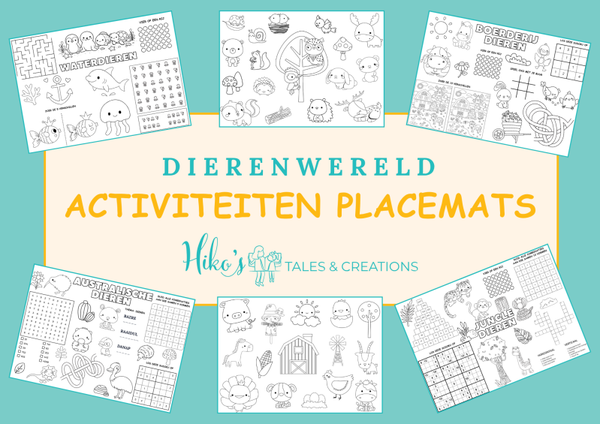 Placemat activiteiten: Dierenwereld Bundel (25 printbare placemats)