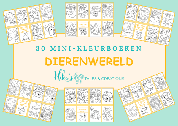 Mini-kleurboekjes: Dierenwereld (30 printbare pagina’s)