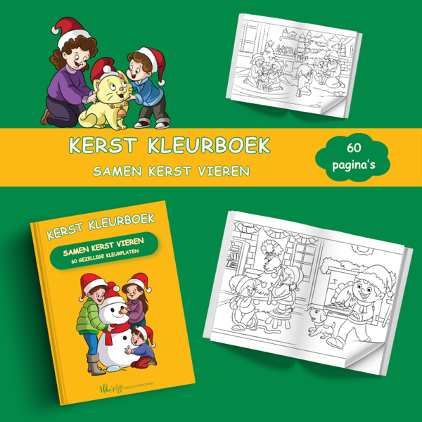 Kerst kleurboek voor kinderen: samen kerst vieren | 60 kleurplaten