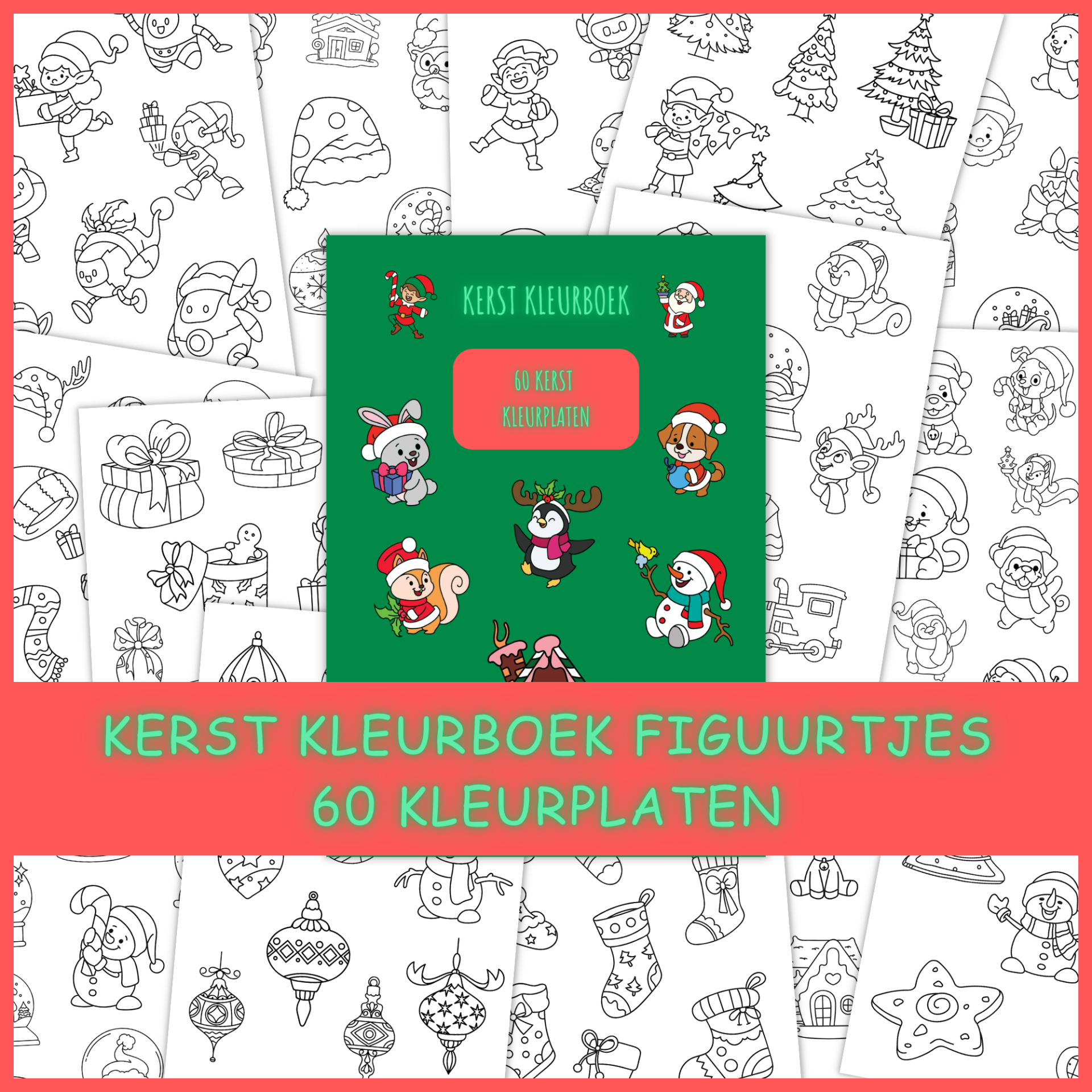 Kerst Kleurboek Figuurtjes: 60 kleurplaten vol kerstfiguurtjes
