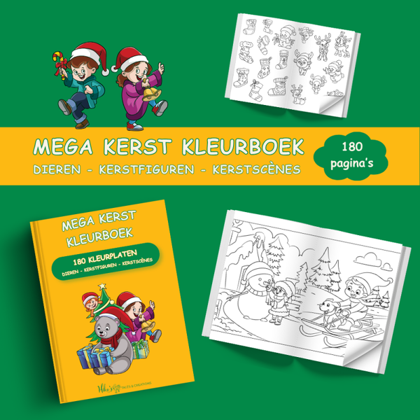 Mega Kerst kleurboek voor kinderen: 180 kleurplaten