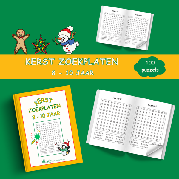 Kerst zoekplaten voor kinderen van 8 tot 10 jaar