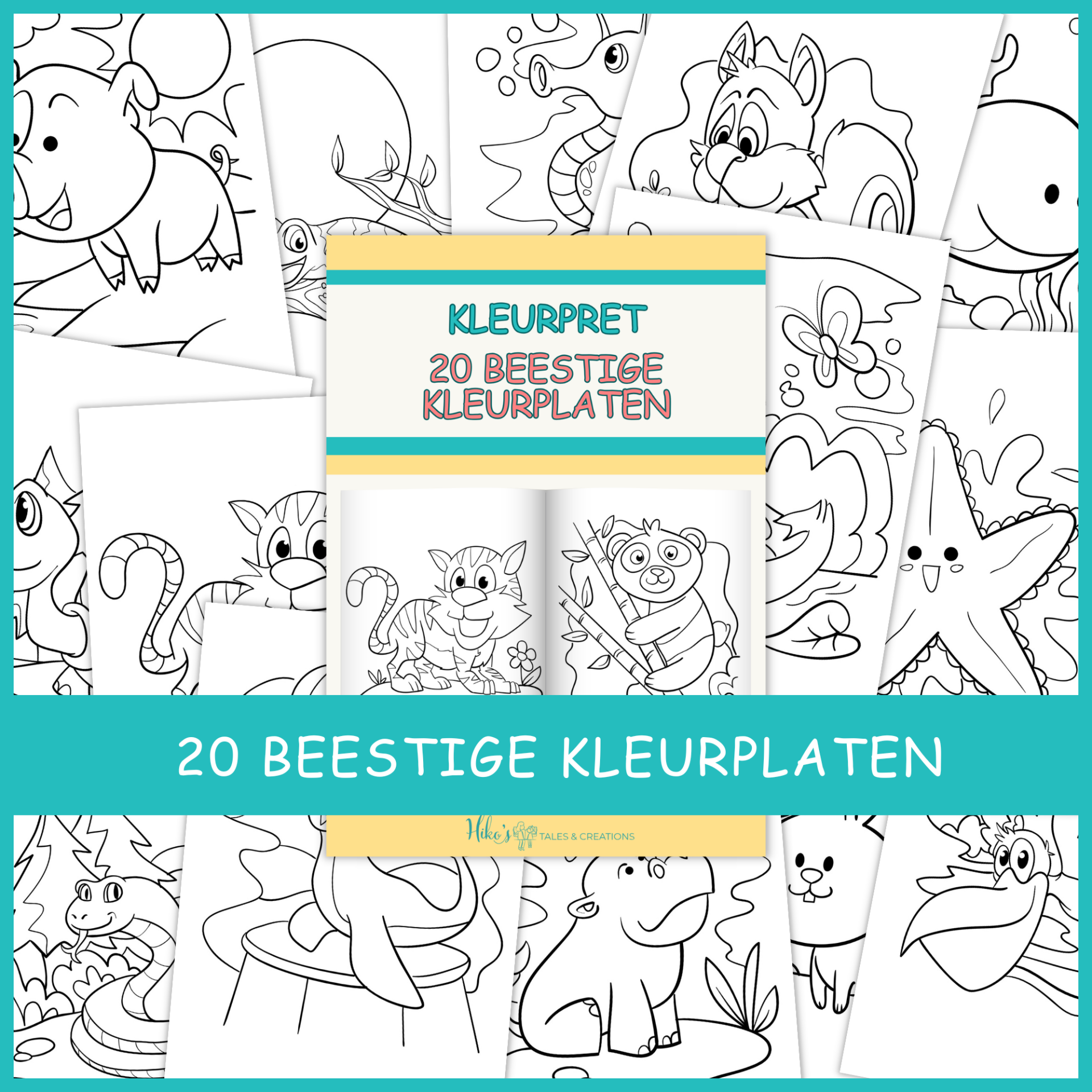 Kleurpret met Hiko's Tales & Creations: 20 beestige kleurplaten.