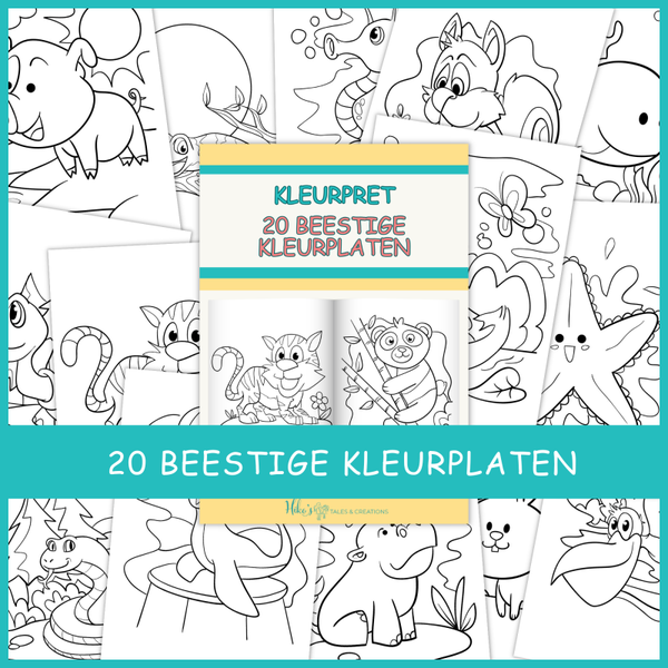 Kleurpret met Hiko's Tales & Creations: 20 beestige kleurplaten.