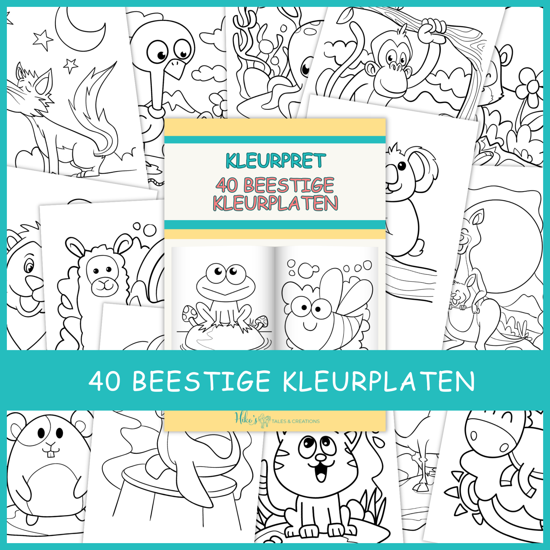 Kleurpret met Hiko's Tales & Creations: 40 beestige kleurplaten.