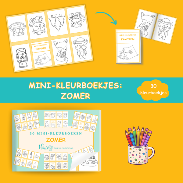 Mini-kleurboekjes: Zomer (30 printbare pagina’s)