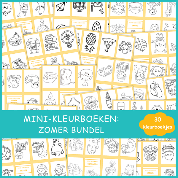 Mini-kleurboekjes: Zomer (30 printbare pagina’s)