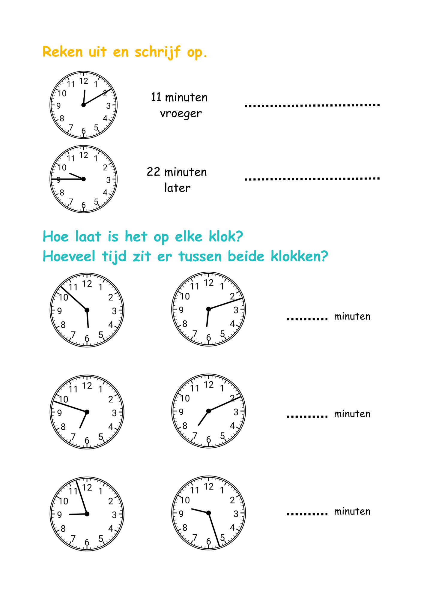 Kwart na oefenen: kloklezen voor kinderen (boerderij thema)